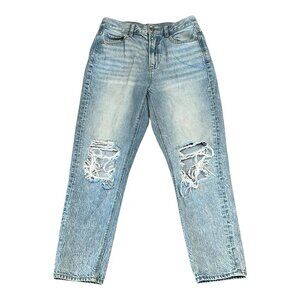 American Eagle Distressed Jeans Womens Size 4 Short Blue Light Wash Mom Jeans